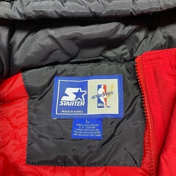 NWT Vintage 90's Starter Chicago Bulls NBA Pullover Puffer Jacket, Size Large - Picture 7 of 16